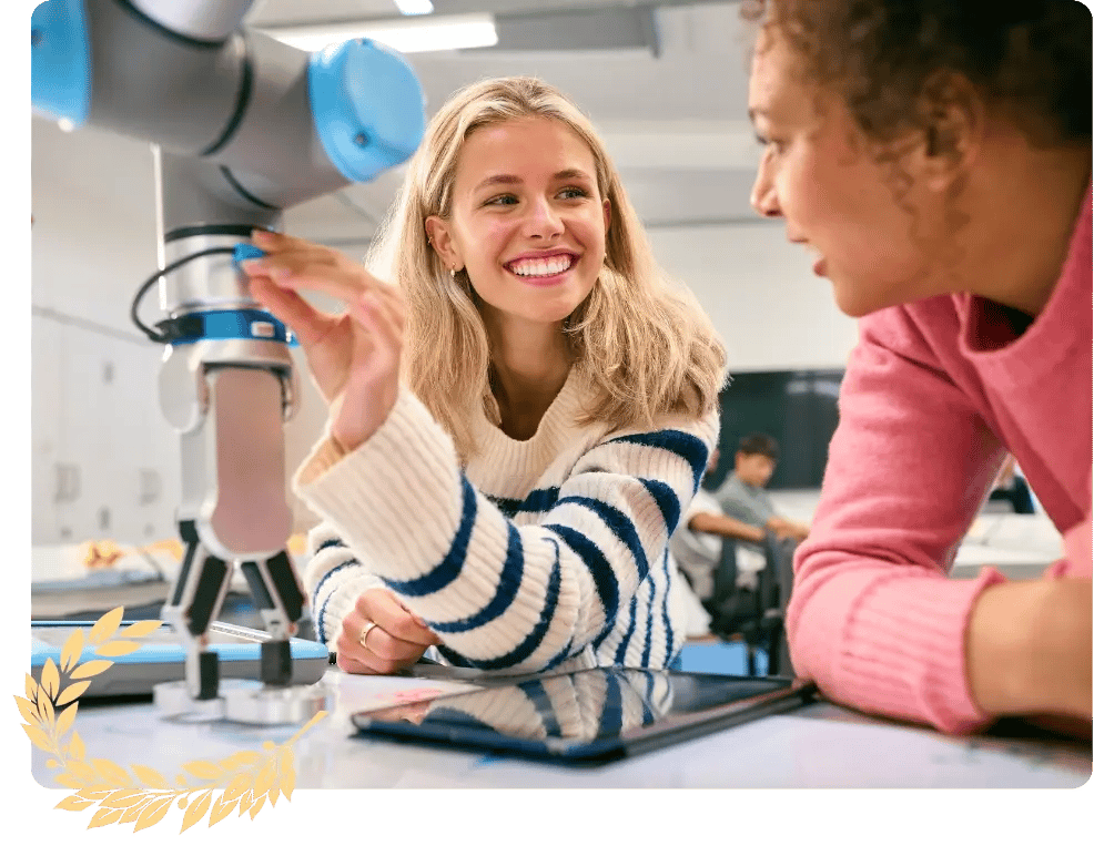 A student happy in her biology class.